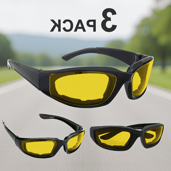 3-Pack Outdoor Cycling Riding Glasses Anti-Wind Eye Protection Sports Goggles Sunglasses Yellow