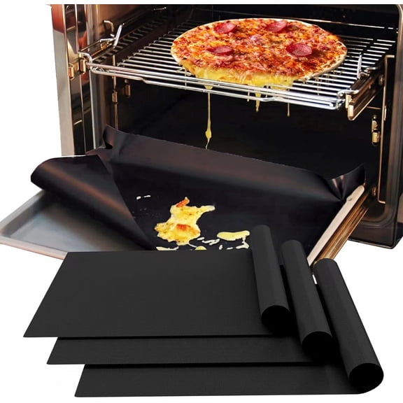 3 Pack Oven Liners for Bottom of Oven, 16x24 Inch Thick Heavy Duty Non Stick Teflon Oven Mats Reusable Oven Liners for Bottom of Electric Oven