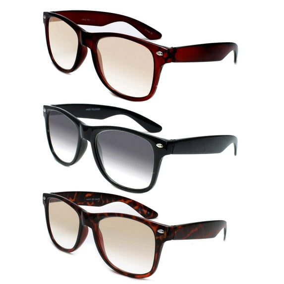 3 Pack Over Size Tinted Lens Sun Reader for Women& Men Big Frame, Brown, Black,& Tortoise +3.00