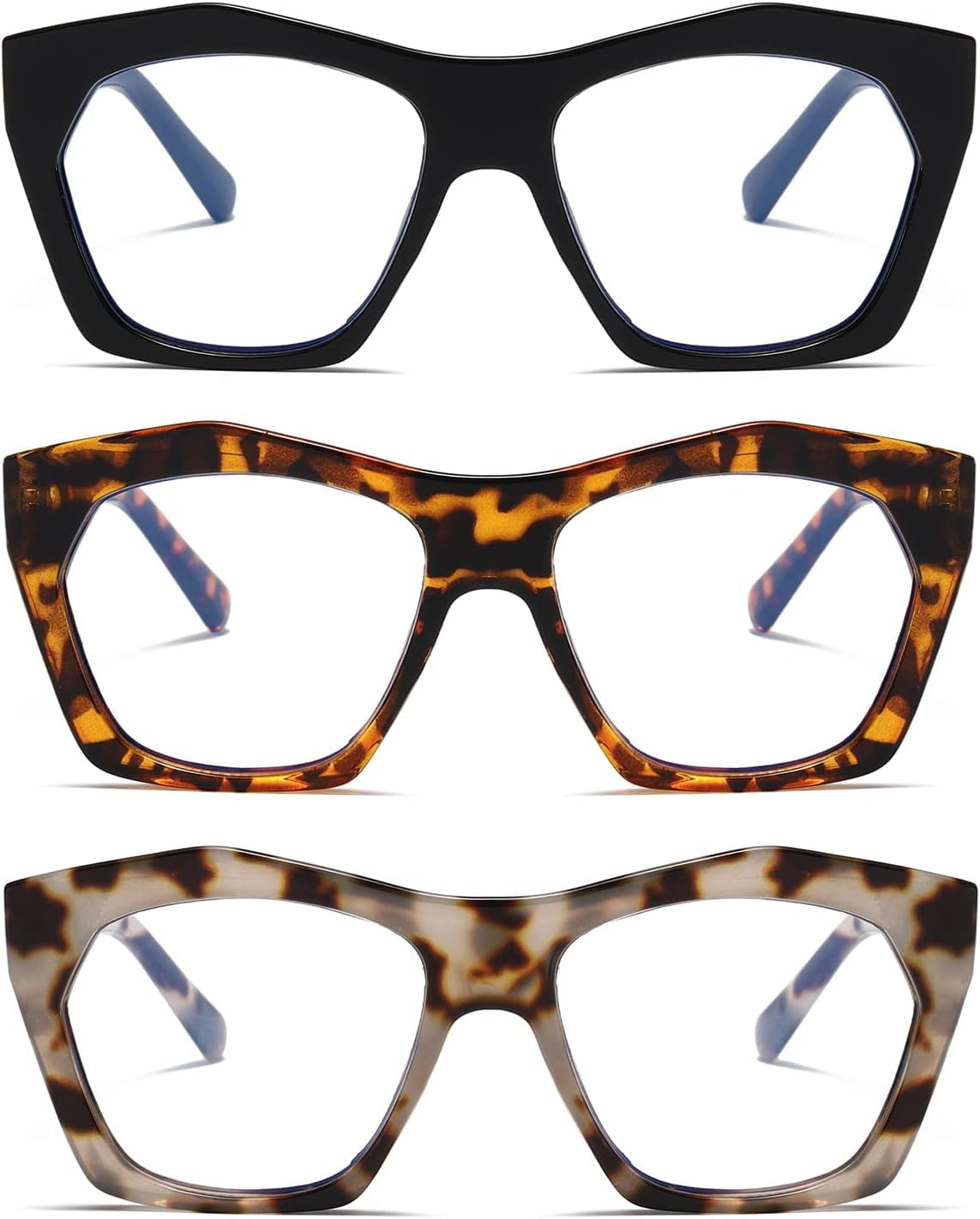 3 Pack Oversized Frame Design Women's Reading Glasses, Blue Light ...