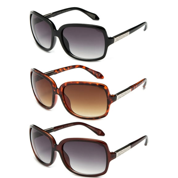 3 Pack Oversized Large Plastic FrameRectangular Fashion Sunglasses for Women