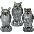 3Pack Owl Decoys for Bird Deterrent Weatherproof Bird Repellent