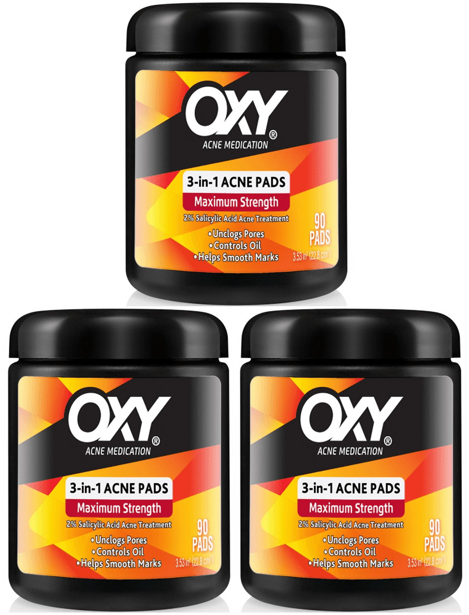 3 Pack Oxy Maximum Action 3 In 1 Acne Treatment Pads 90 Count