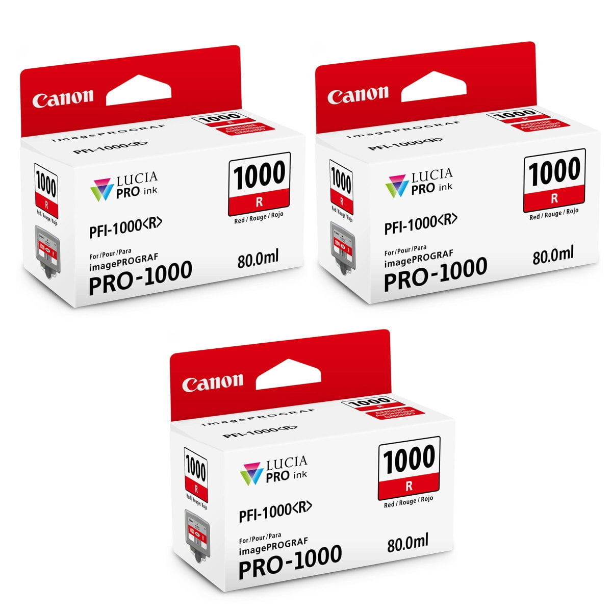 Lucia Inks Canon 3 Pack PFI-1000R Red LUCIA PRO ink for imagePROGRAF PRO-1000 ...