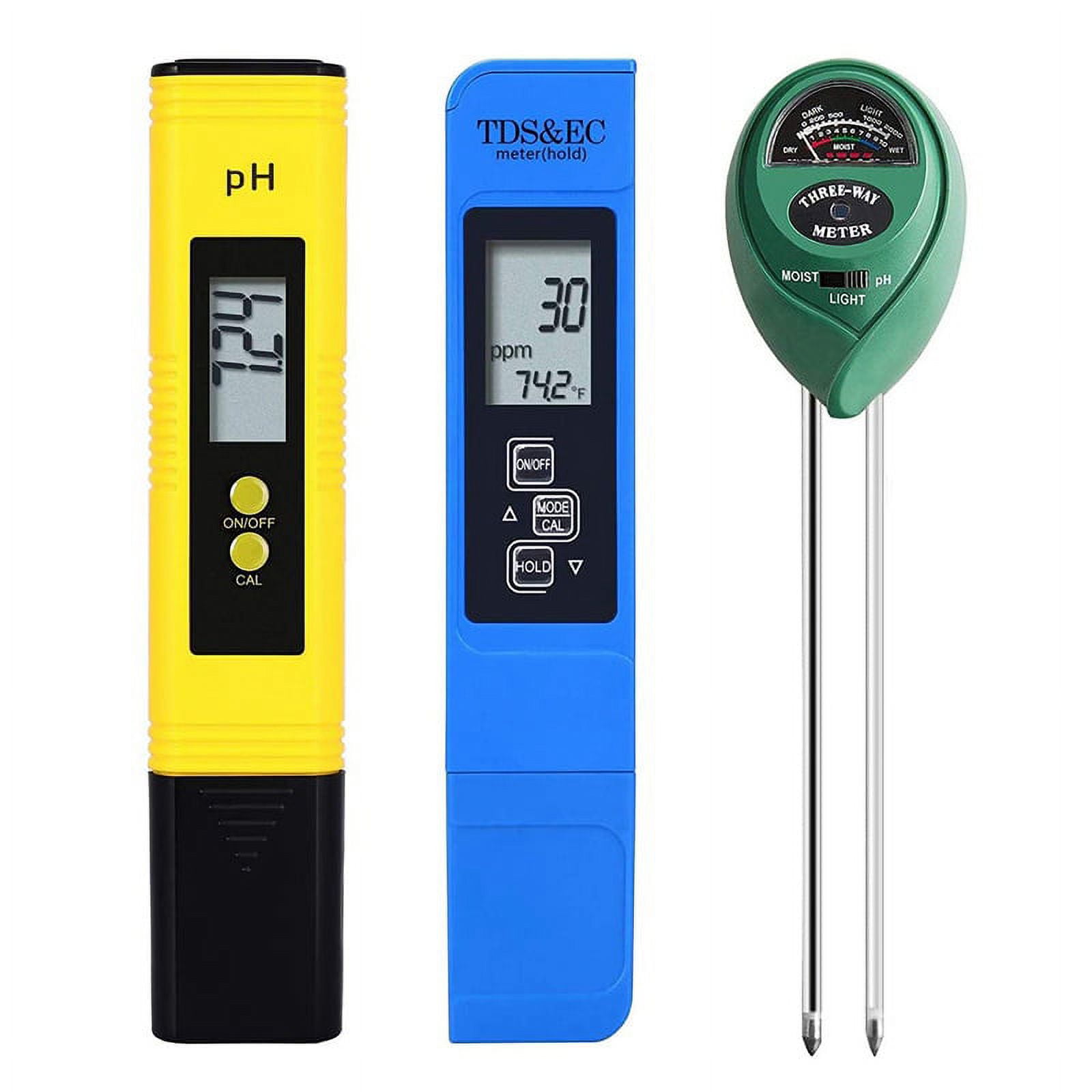 3 Pack PH Meter TDS PPM Meter and 3 in 1 Soil PH Tester PH/EC Digital