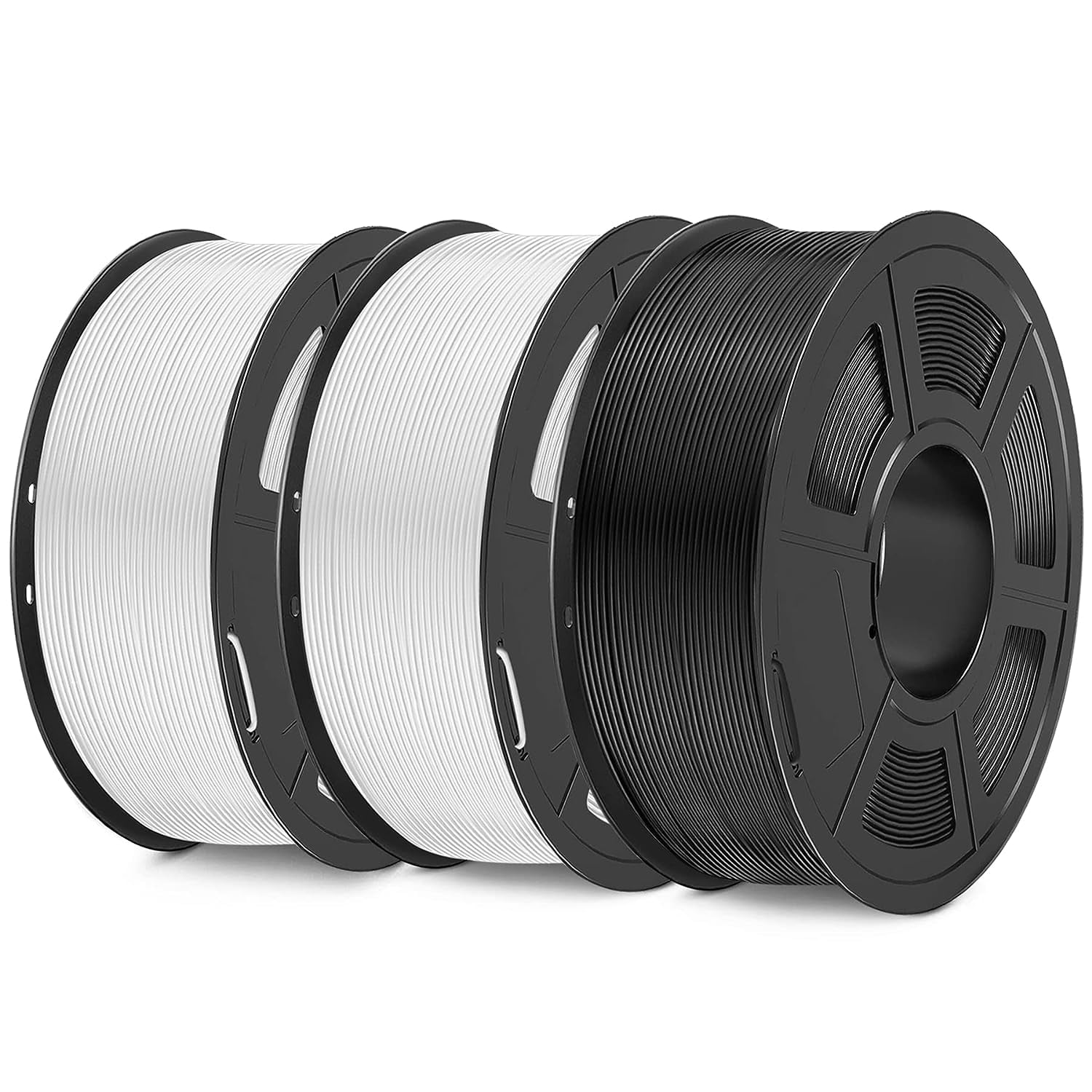 3 Pack PLA Filament 1.75mm 1KG, 3D Printer Filament Dimensional Accuracy +/- 0.02mm (2.2lbs) 3D Printing Filament Fits for Most 3D Printers (1 Black and 2 White)