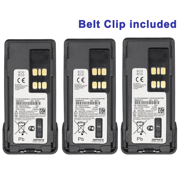 3 Pack PMNN4491 PMNN4491CC Replacement Battery For Motorola IMPRES Li-Ion 2100mAh XPR7550e XPR3500e Two-Way Radios