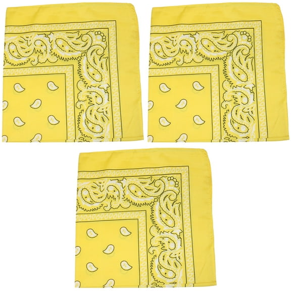 3 Pack Paisley Polyester Bandanas Lightweight and Stylish Accessories (Yellow)