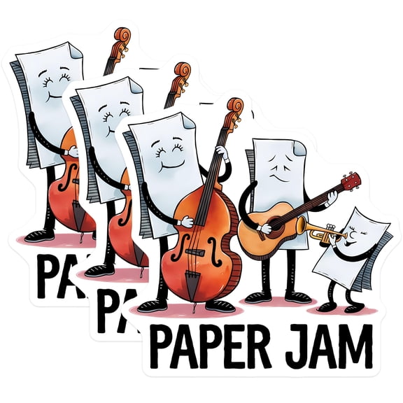(3 Pack) Paper Jam Decals - Musical Sheets - Band Decals - 3 Inches On Longest Side - Easy Peel & Apply - Made in USA - 3MCS6400