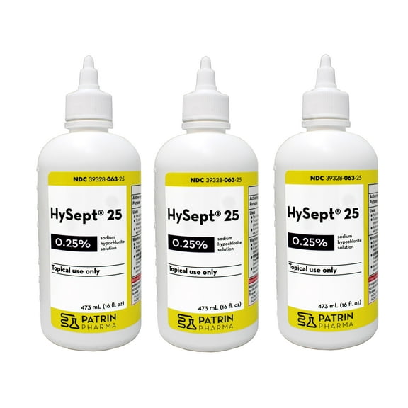 3 Pack - Patrin Pharma Hysept 25 Antimicrobial Wound Cleaner, 16 FL OZ