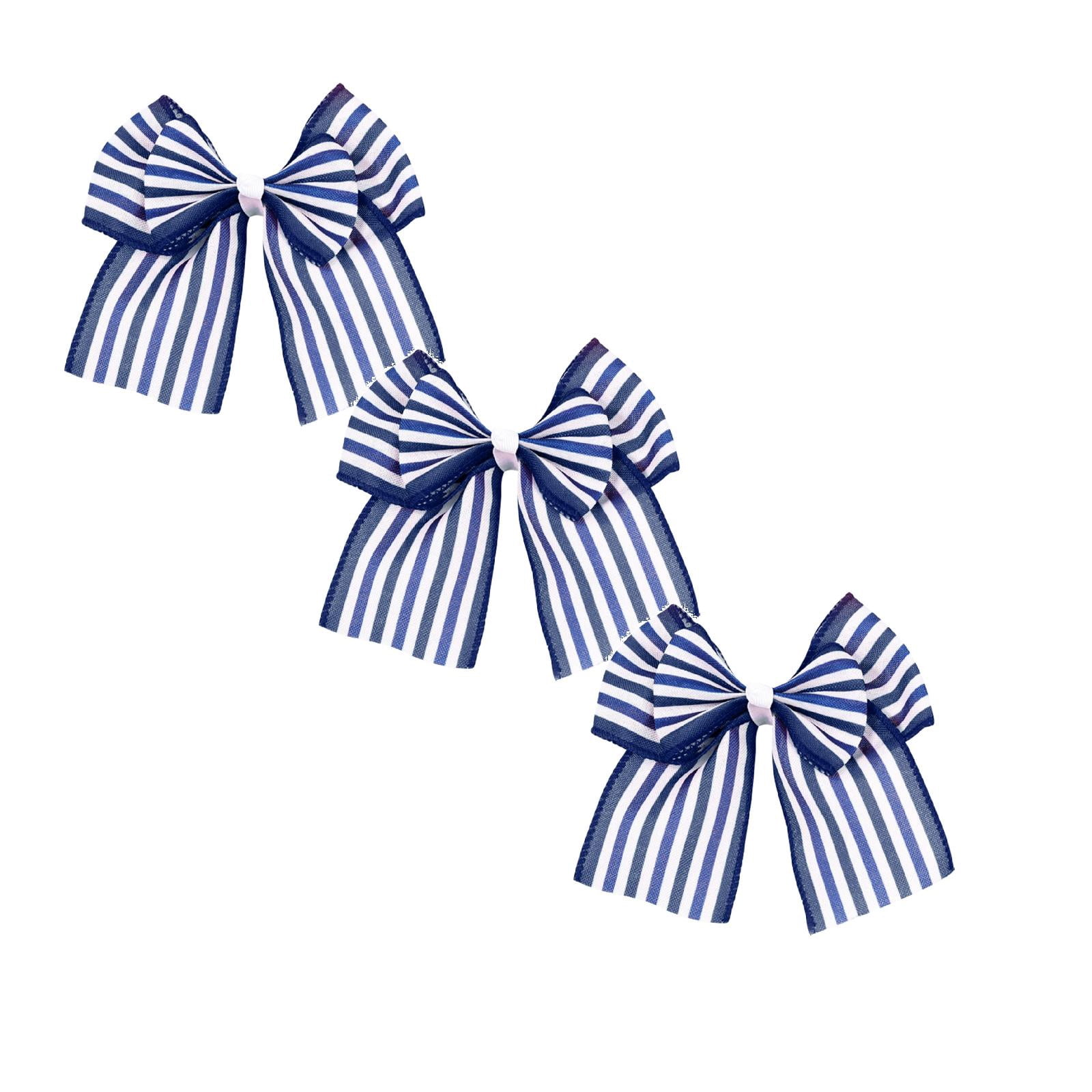 3 Pack Patriotic Bow with Clip, Red Blue Double Layer Wire Ribbon for ...