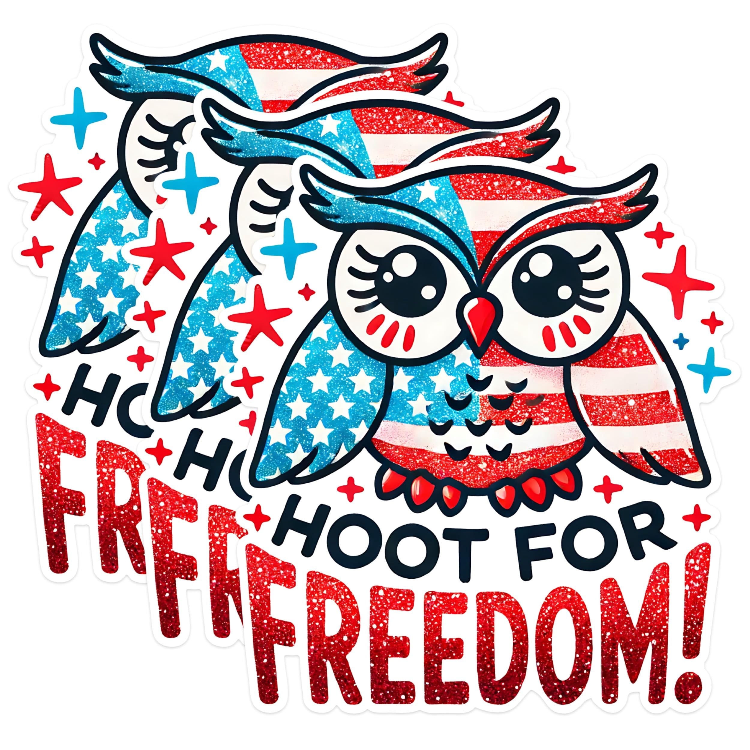 (3 Pack) Patriotic Owl Decals - American Flag - Hoot for Freedom Decal ...