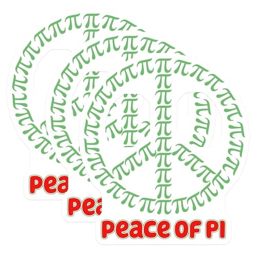 (3 Pack) Peace of Pi Decals - Math Pun Stickers - Geek Decals - 3 Inches On Longest Side - Easy Peel & Apply - Made in USA - 3MCS6924
