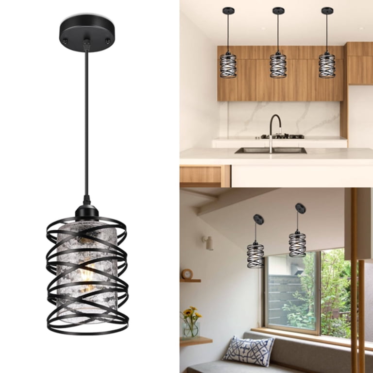 ALAISLYC Black Farmhouse Pendant Lights Matte Pendant Lighting For Kitchen Island Industrial Adjustable Height Vintage Dome Hanging Light Fixtures For
