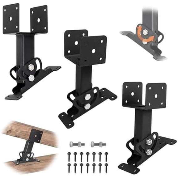 3 Pack Pergola Roof Riser Brackets Kit 90 Degree Adjustable Saddle Stainless Steel Adjustable Angle Roof Riser for Wood Gazebo Roof Pergola Heavy Duty Roof Beam Mount Brackets (3)