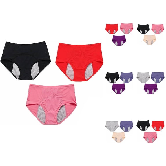 3 Pack Period Underwear for Women High Waisted Comfortable Breathable Mesh Leak Proof Menstrual Panties Briefs