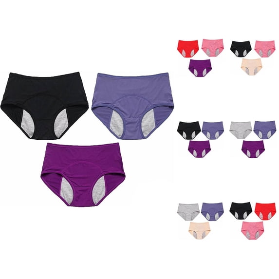 3 Pack Period Underwear for Women High Waisted Comfortable Breathable Mesh Leak Proof Menstrual Panties Briefs