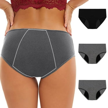 3 Pack Period Underwear for Women Leak Proof Underwear High Waisted Protective Briefs Plus Size Seamless Panties Underpants