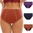 thumbnail image 1 of 3 Pack Period Underwear for Women Leak Proof Underwear High Waisted Protective Briefs Plus Size Seamless Panties Underpants, 1 of 9