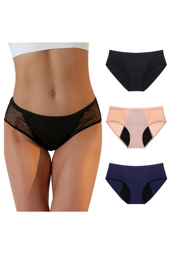 3 Pack Period Underwear for Women, Leakproof Period Panties, Lace Menstrual Underwear Breathable & Soft