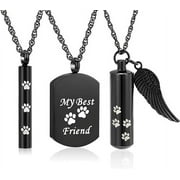3 Pack Pet Cremation Jewelry Urn Necklace for Ashes for Women Men Paw Print Heart Cylinder Urn Memorial Keepsake Ashes Necklace for Loved One
