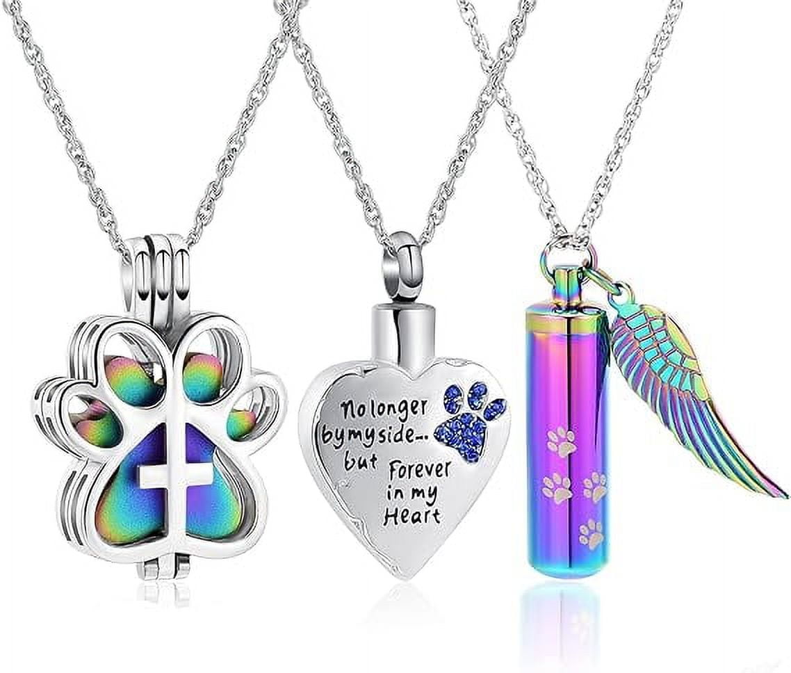 3 Pack Pet Cremation Jewelry Urn Necklace for Ashes for Women Men Paw ...