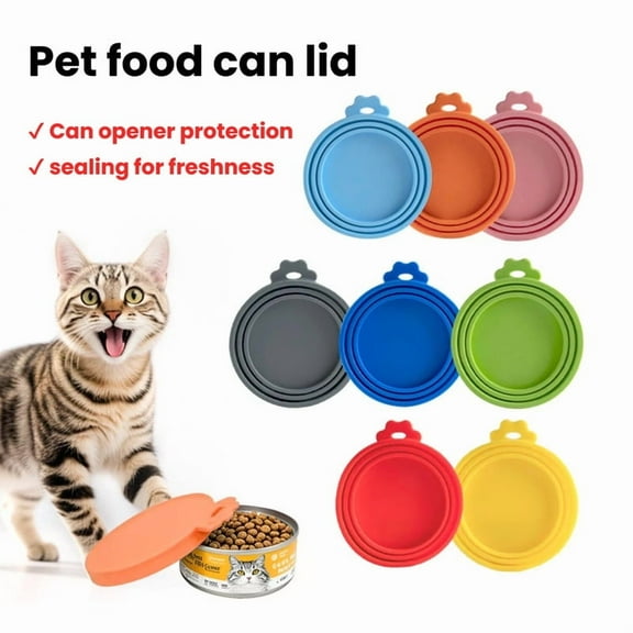 3 Pack Pet Food Can Lids, Homirary Silicone Can Lid, for Cat Dog Canned Food Storage, Suitable for 3 Sizes of Pet Food Can Lids