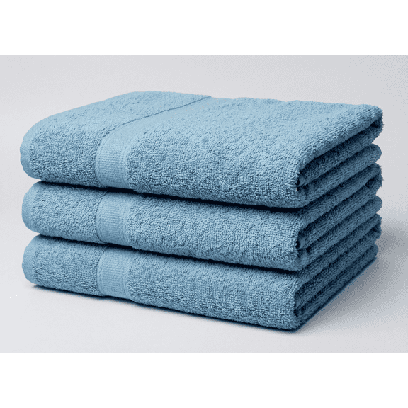 3 Pack Petite Beach Pool Spa Gym Towels | Thin Lightweight Light Blue 100% Cotton 20" x 40"