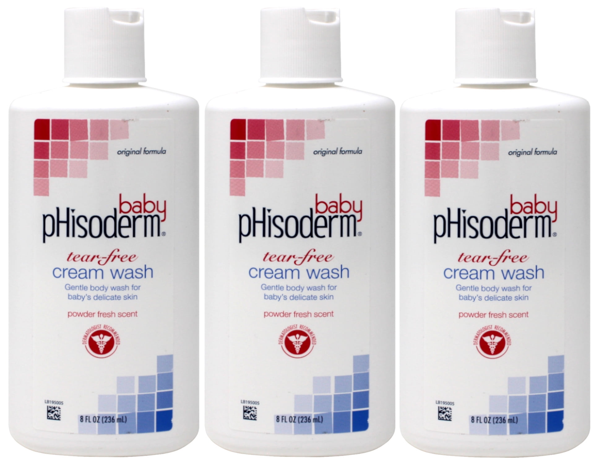 3 Pack Phisoderm Baby Tear-Free Cream Wash Powder Fresh Scent 8 oz Each