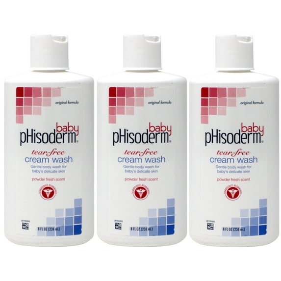 3 Pack Phisoderm Baby Tear-Free Cream Wash Powder Fresh Scent 8 oz Each