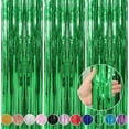 thumbnail image 1 of 3 Pack Photo Booth Backdrop Foil Curtain Tinsel Backdrop Environmental Background for Birthday Party, Wedding, Graduation, Christmas Decorations (Green), 1 of 8
