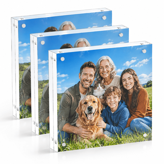3 Pack Picture Frames 4x4 20%thicker Free Standing Desktop Display Strongic Photo Frame Double Sidedr Frameless For Home Office G