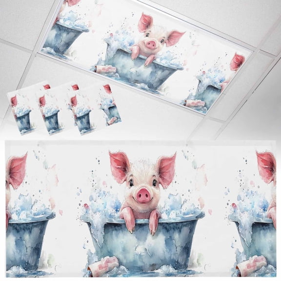3 Pack Pig Taking Fluorescent Light Covers for Ceiling Lights A Bath Magnetic Ceiling Light Covers Overhead Light Filters for Office Classroom Home