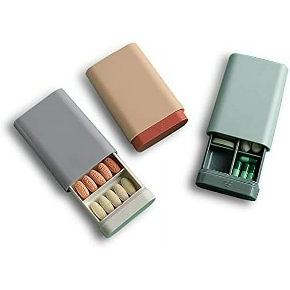 3 Pack Pill Case Portable Small Weekly Travel Pill Organizer Portable Pocket Pill Box Dispenser for Purse Vitamin Fish Oil Compartments Container Medicine Box