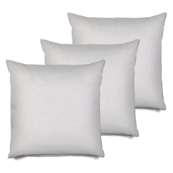 3 Pack Pillow Insert 28x28 Hypoallergenic Square Form Sham Stuffer Standard White Polyester Decorative Euro Throw Pillow Inserts for Sofa Bed - Made in USA (Set of 3) - Machine Washable and Dry