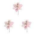 thumbnail image 1 of 3 Pack Pink Glitter Flower Ornaments – 25cm Hanging Christmas Decorations | Tree, Wreath, Garland & Party Décor, 1 of 5