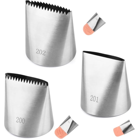 3 Pack Piping Tips Large Cake Decorating Tip Stainless Steel Pastry Nozzle Tips Frosting Icing Piping Form Tools for DIY Cupcake Cookie Bread Fondant Icing Tips Baking Accessories