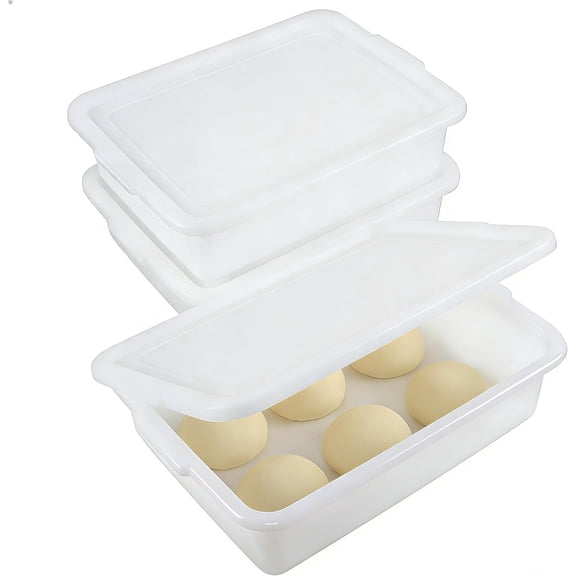 3 Pack Pizza & Bread Dough Proofing Box, Food Grade BPA Free Stackable Container with Lid for Commercial Restaurant Use