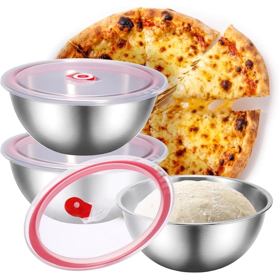 3 Pack Pizza Dough Proofing Containers with Airtight , 60.8 oz