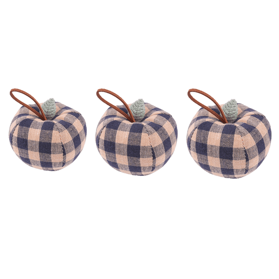 3 Pack Plaid Fabric Apple Ornaments, Handmade Stuffed Cotton Cloth Fruit Decor, Vintage Buffalo Check Apple Tabletop Fillers For Kitchen Shelf Mantel Farmhouse Fall Thanksgiving Indoor Home Decor