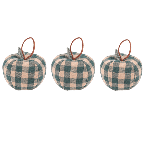 3 Pack Plaid Fabric Apple Ornaments, Handmade Stuffed Cotton Cloth Fruit Decor, Vintage Buffalo Check Apple Tabletop Fillers For Kitchen Shelf Mantel Farmhouse Fall Thanksgiving Indoor Home Decor