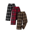 thumbnail image 1 of 3 Pack Plaid Pants Boys Girls Toddler Kid Winter Christmas Clothes Fuzzy Elastic Waist Pull On Trousers, 2 Years Multicolor, 1 of 7