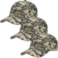 thumbnail image 1 of 3-Pack Plain Baseball Dad Cap Adjustable Size for Outdoor Activities Digital Camouflage, 1 of 6