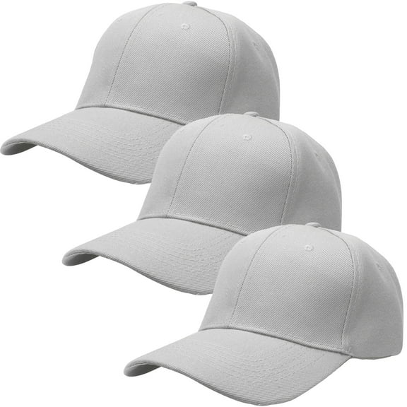 3-Pack Plain Baseball Dad Cap Adjustable Size for Outdoor Activities Light Grey