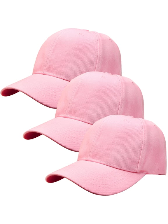 3-Pack Plain Baseball Dad Cap Adjustable Size for Outdoor Activities Pink