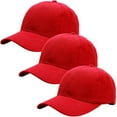 thumbnail image 1 of 3-Pack Plain Baseball Dad Cap Adjustable Size for Outdoor Activities Red, 1 of 6