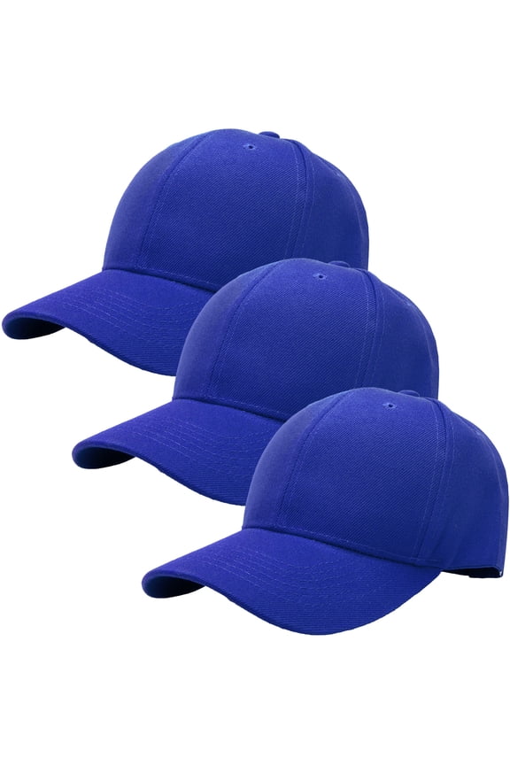 3-Pack Plain Baseball Dad Cap Adjustable Size for Outdoor Activities Royal