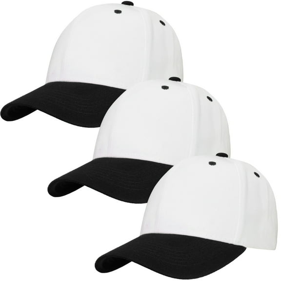 3-Pack Plain Baseball Dad Cap Adjustable Size for Outdoor Activities White/Black