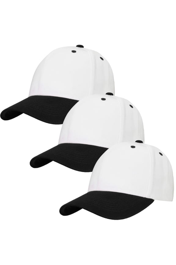 3-Pack Plain Baseball Dad Cap Adjustable Size for Outdoor Activities White/Black