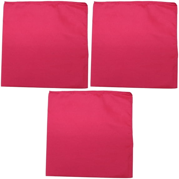 3 Pack Plain Polyester Bandanas Lightweight and Versatile Accessories (Hot Pink)